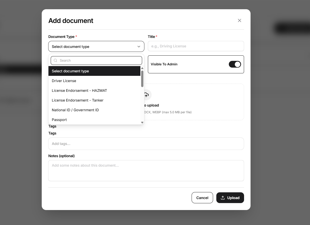 add document form