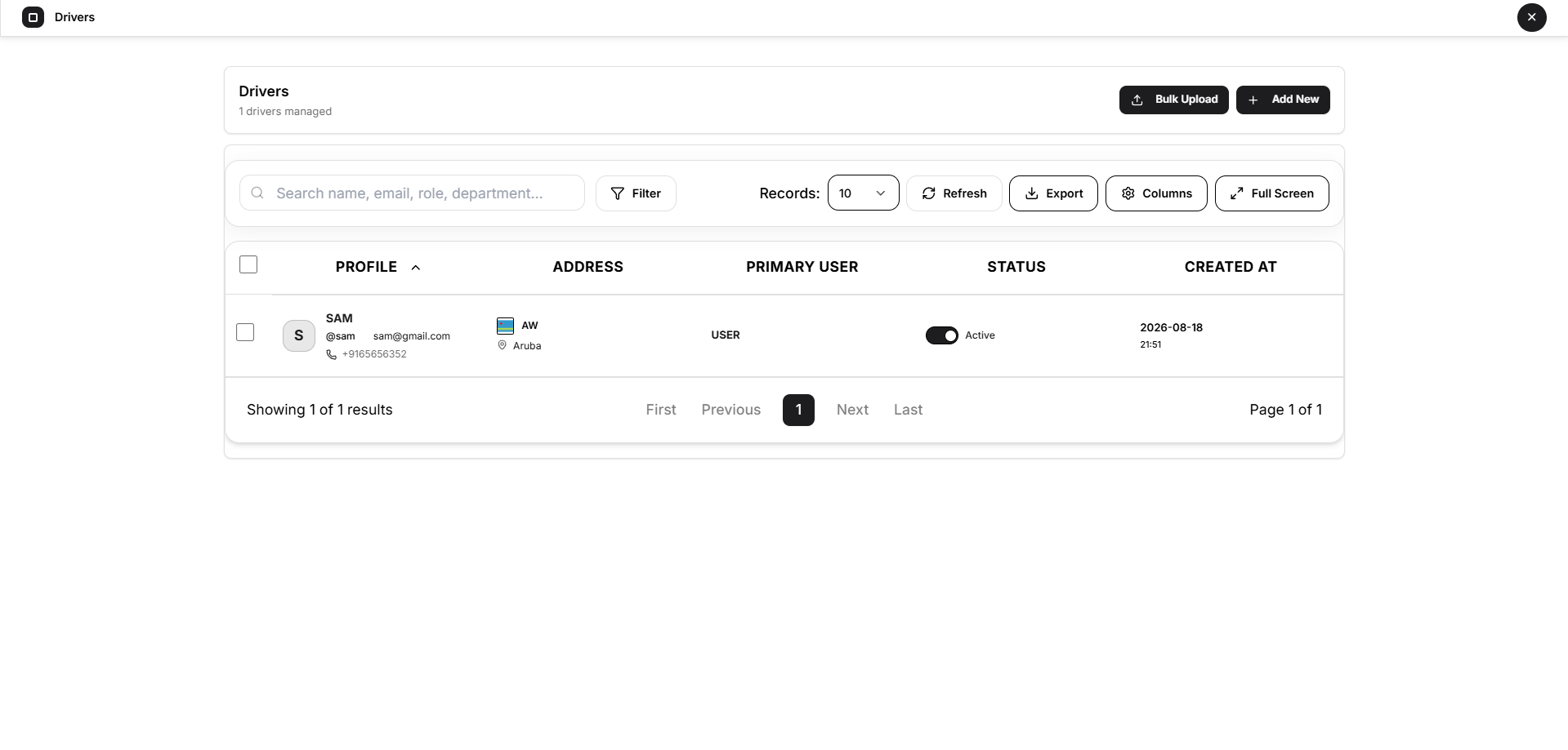 driver main page