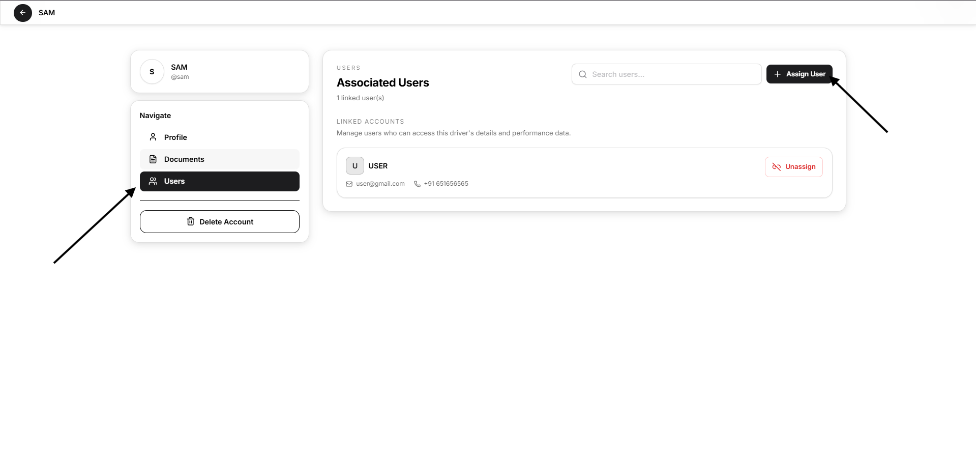 assign users to driver