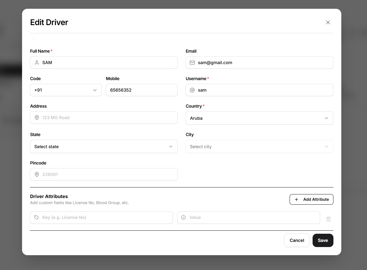 edit driver form