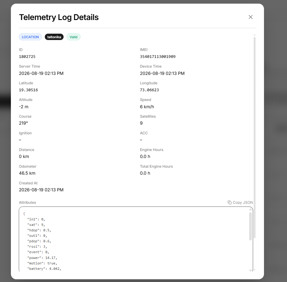 TELEMETRY LOG DETAIL