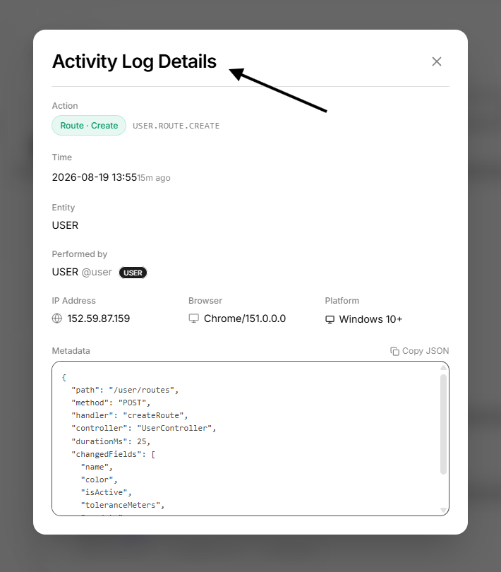 ACTIVITY LOG DETAILS