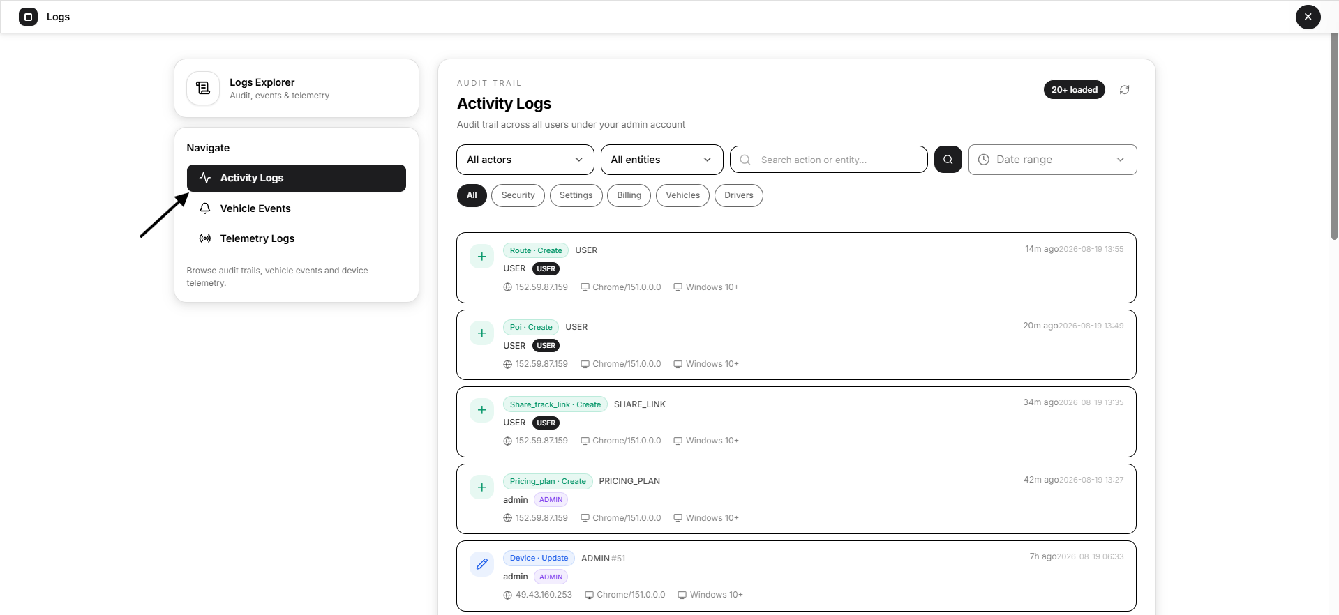 ACTIVITY LOG