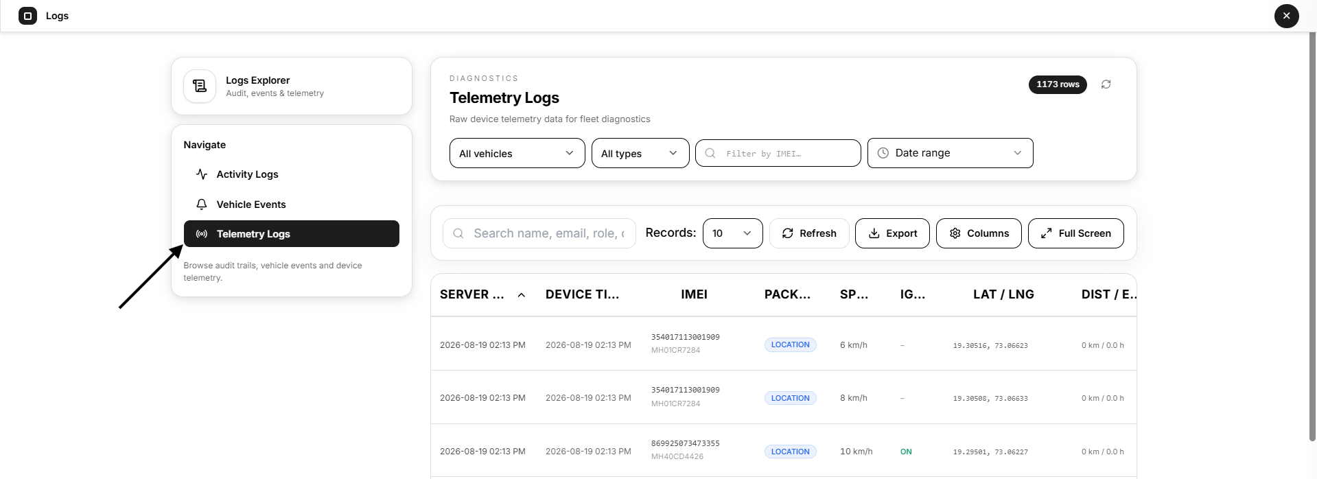 TELEMETRY LOG