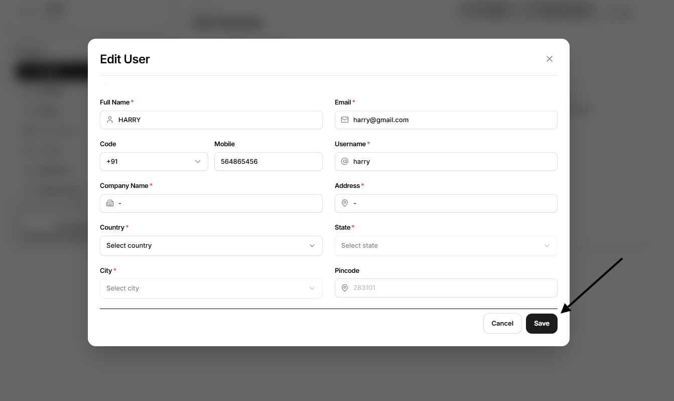 edit profile form