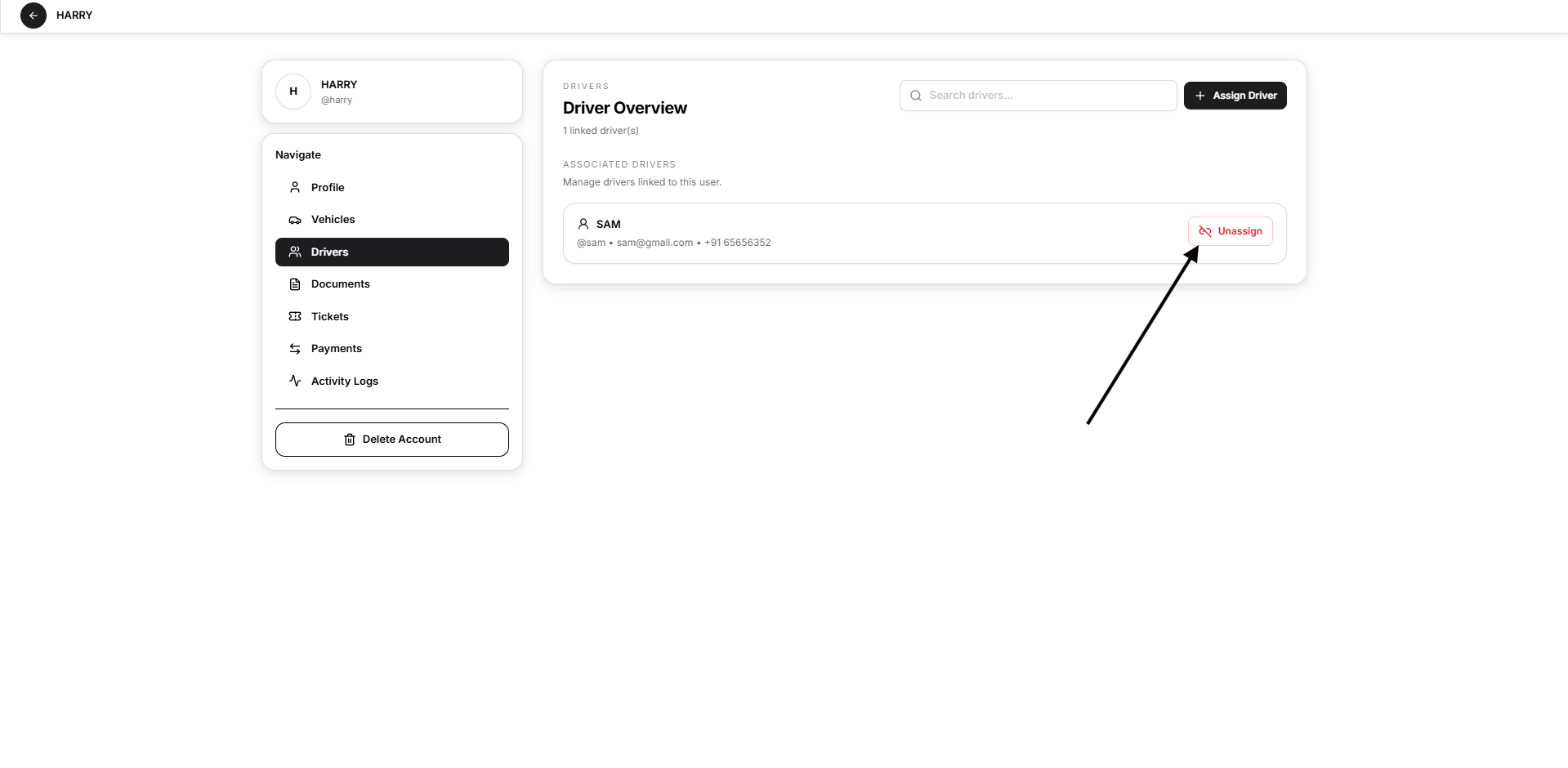 unassign driver