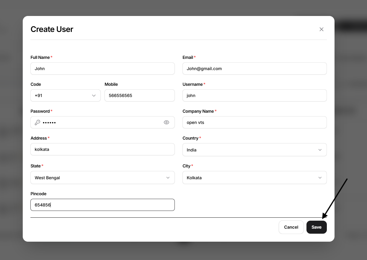 create user form
