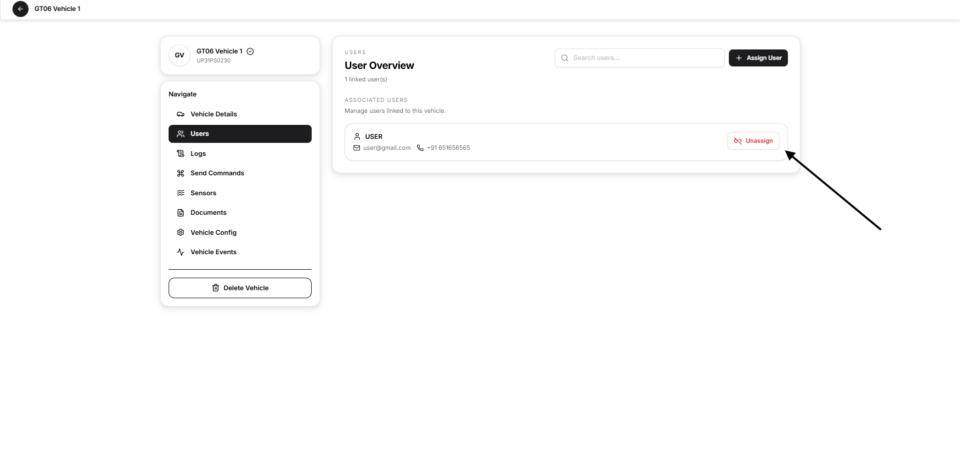 unassign user