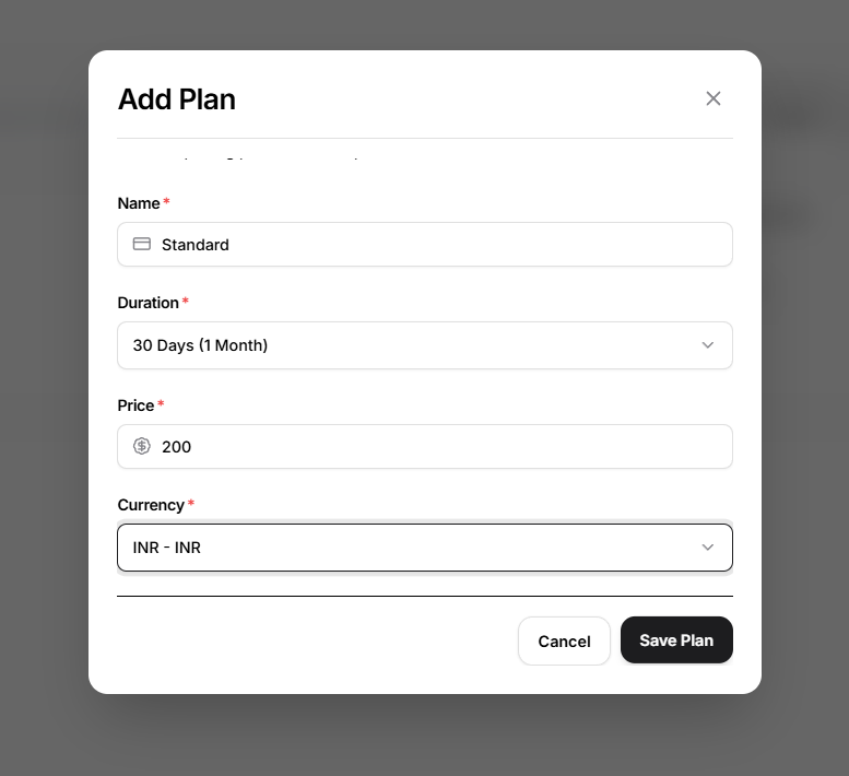 add plan form