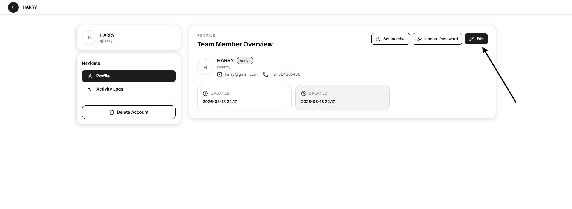 edit profile team