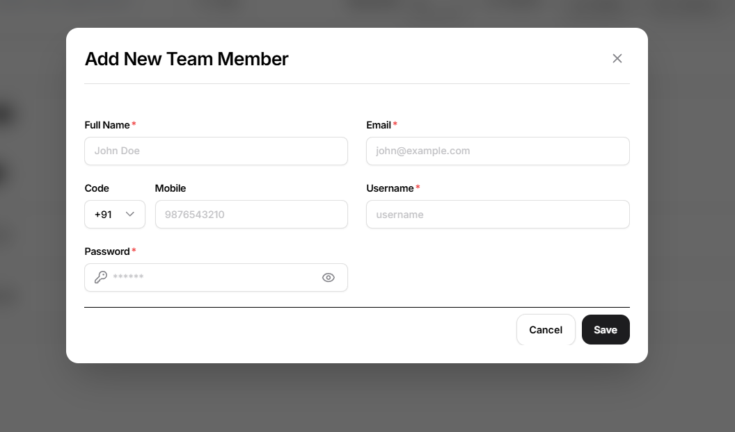 add team form