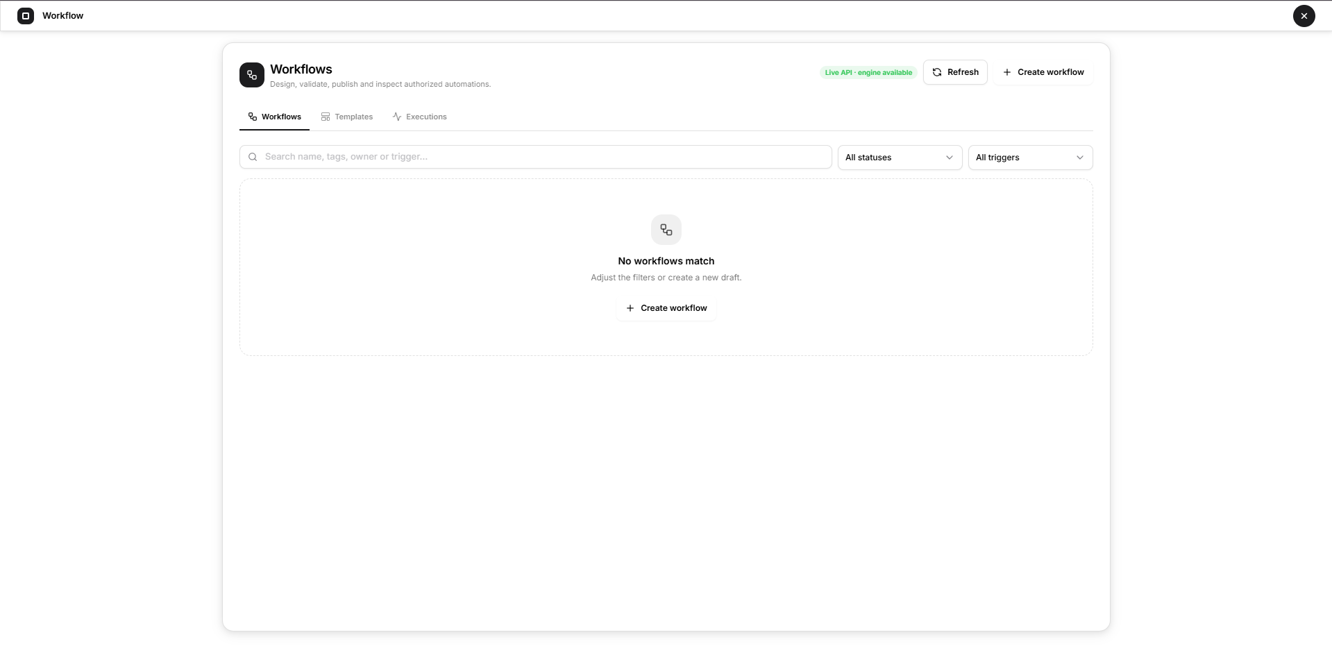 WORK FLOW MAIN PAGE