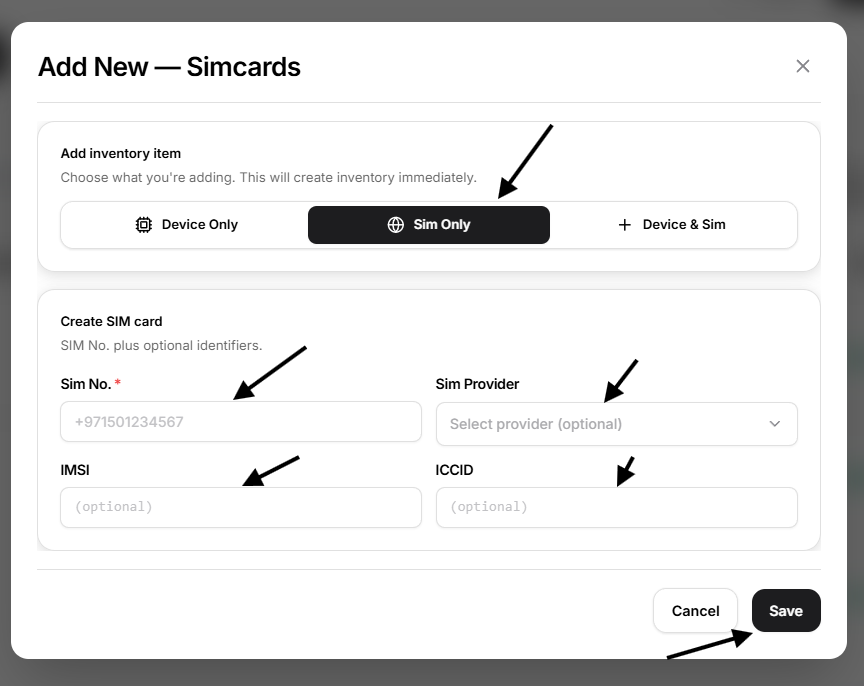 add new sim