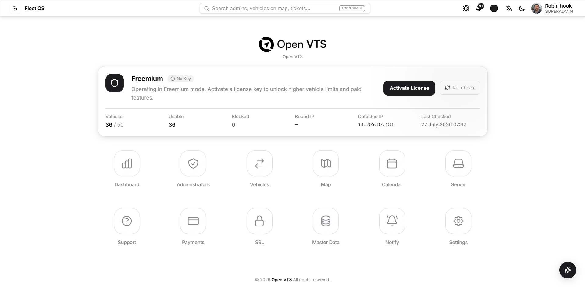 superadmin dashboard