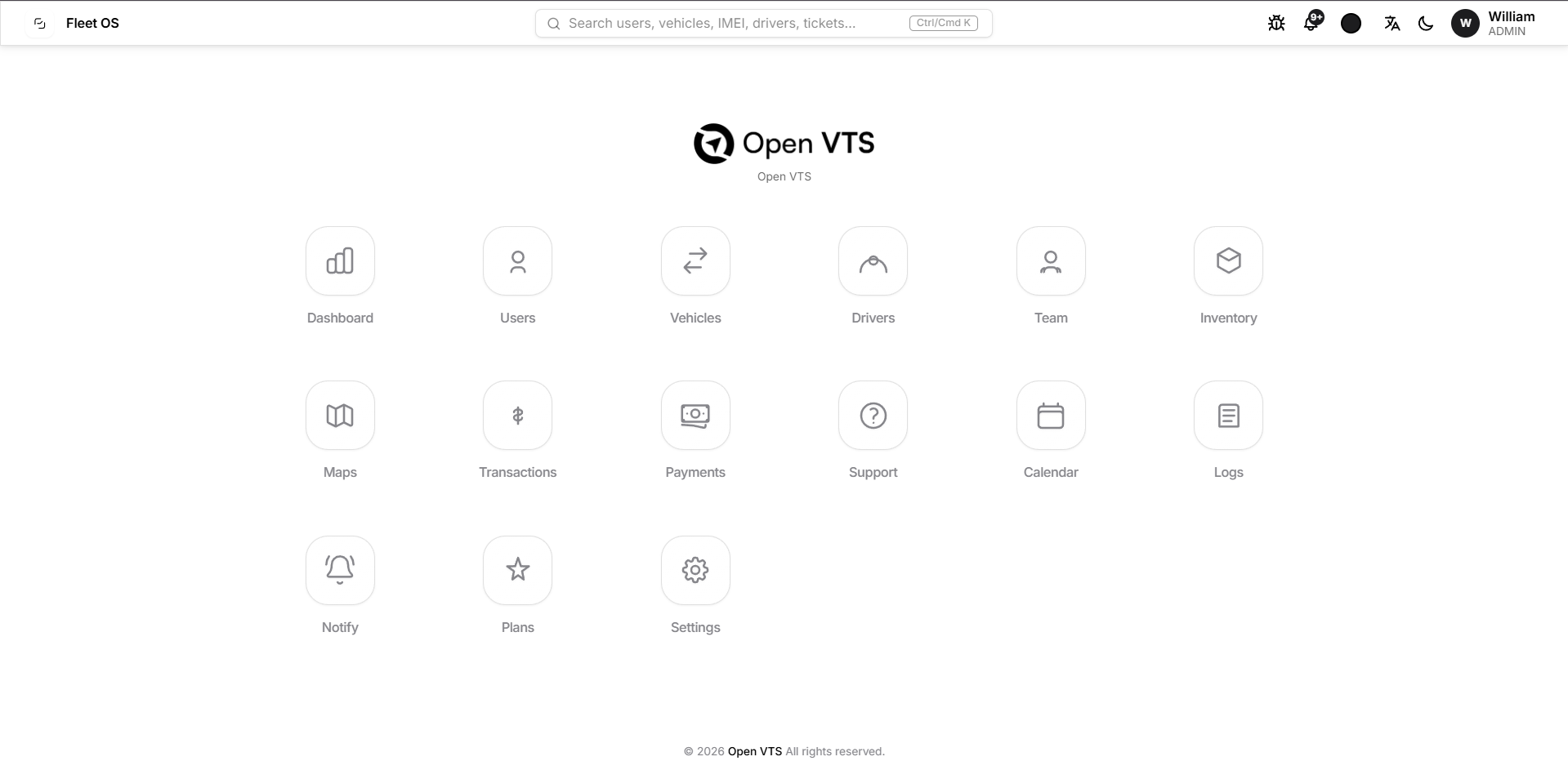admin dashboard