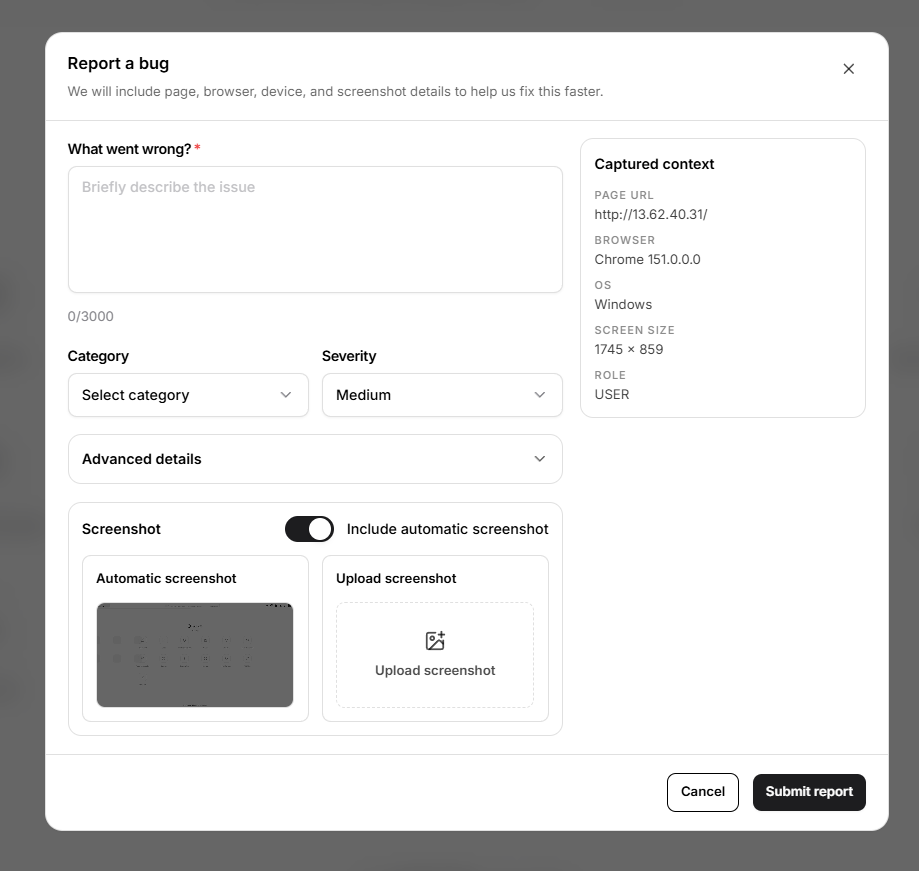 report a bug