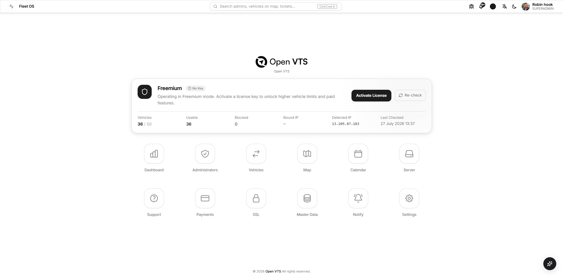 superadmin home page