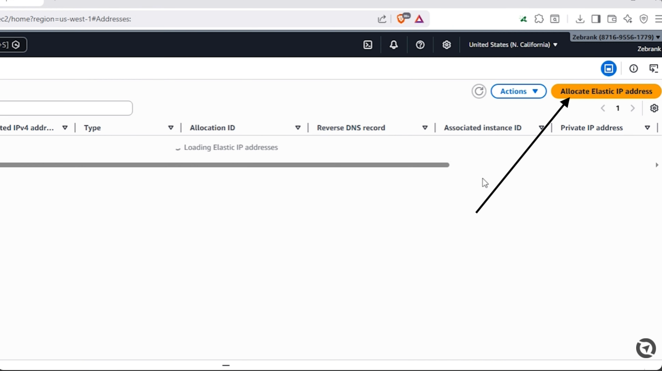 Allocate elastic IP