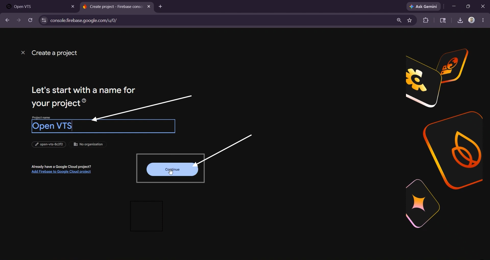 click continue