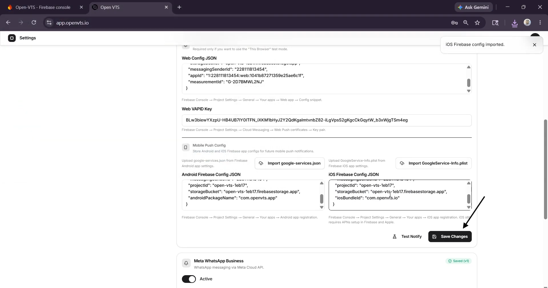 click save changes