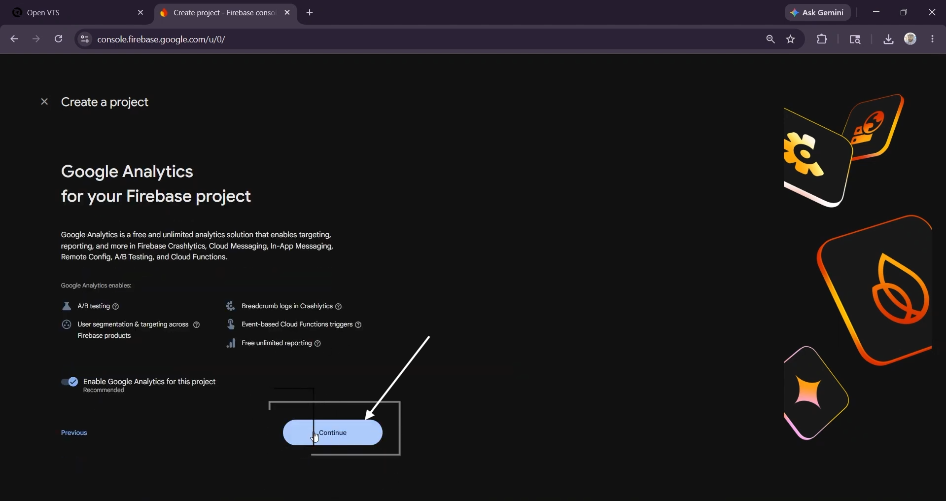 click continue