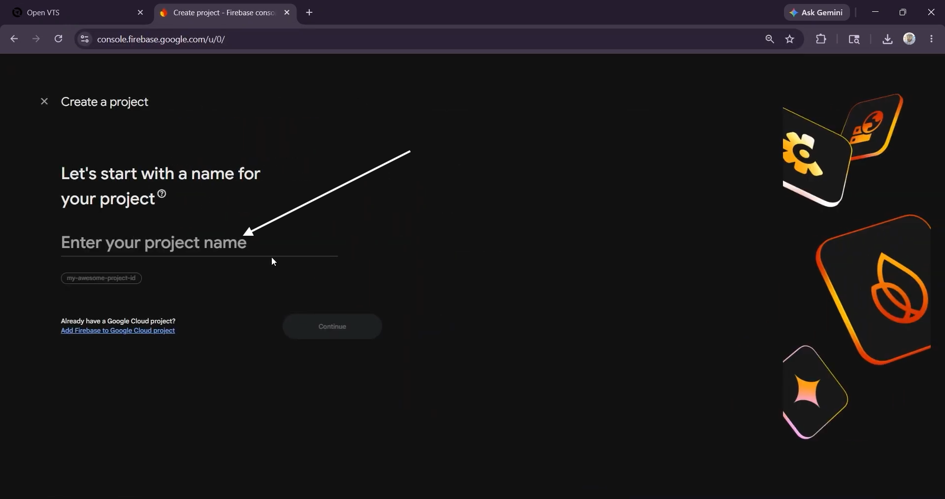enter project name