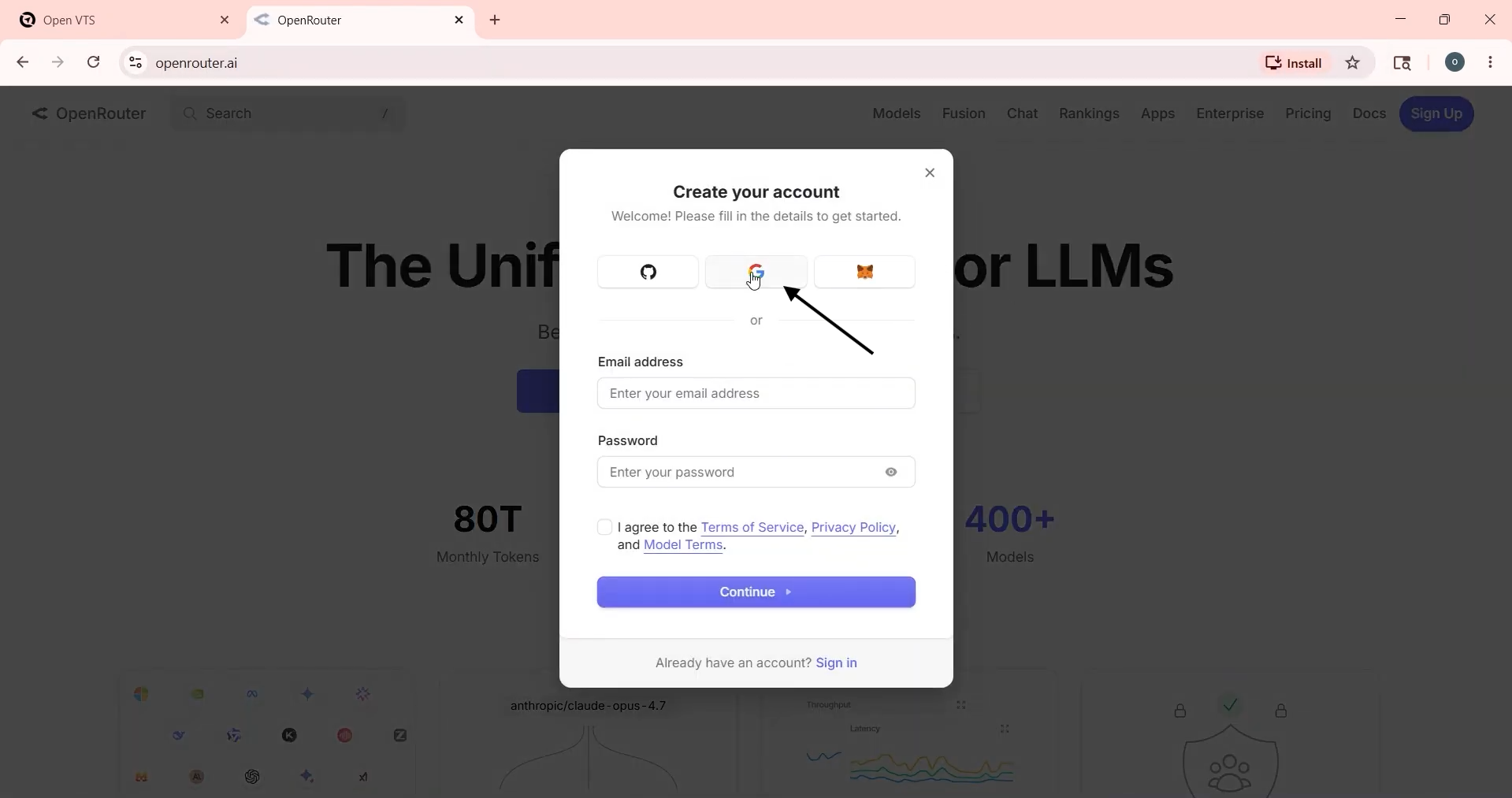 continuee with google