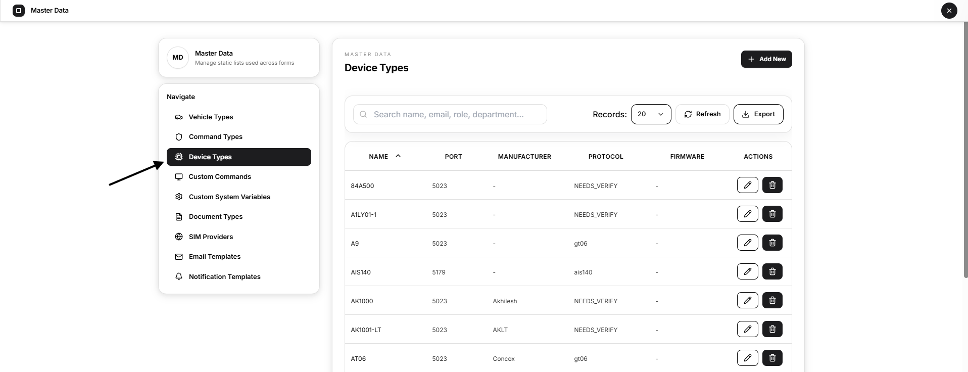 device type