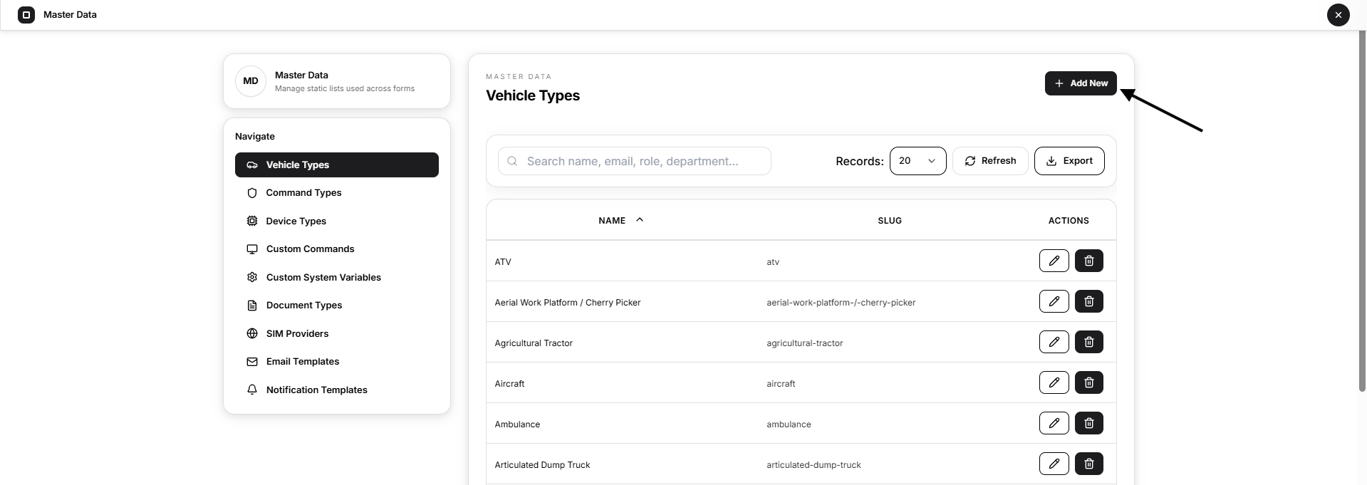 add vehicle type