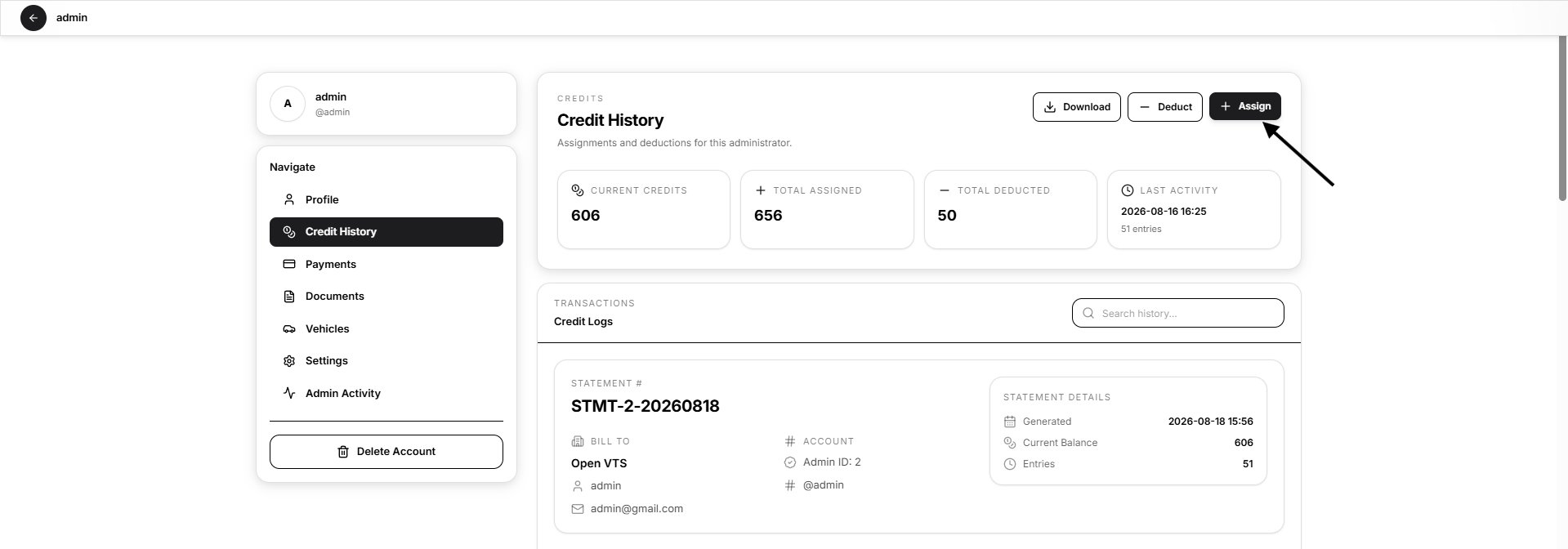 assign credits