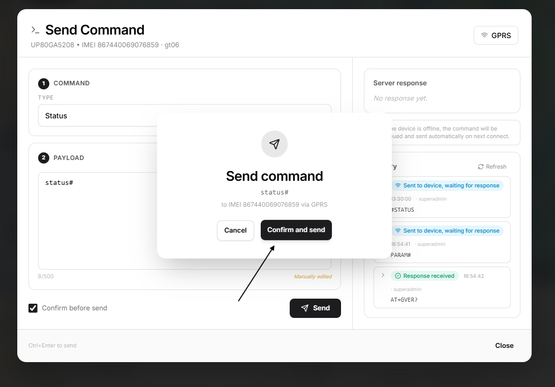 confirm and send