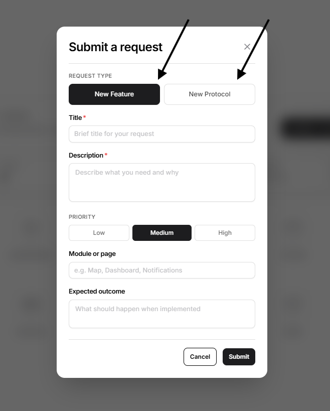 select request type