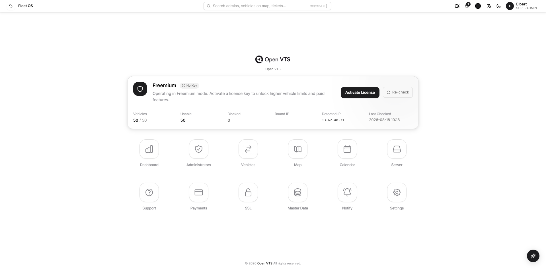 superadmin home page