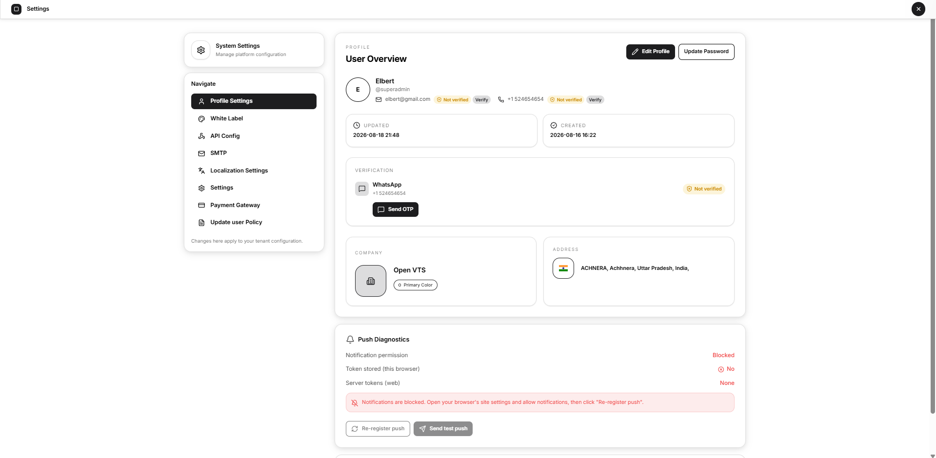 system setting