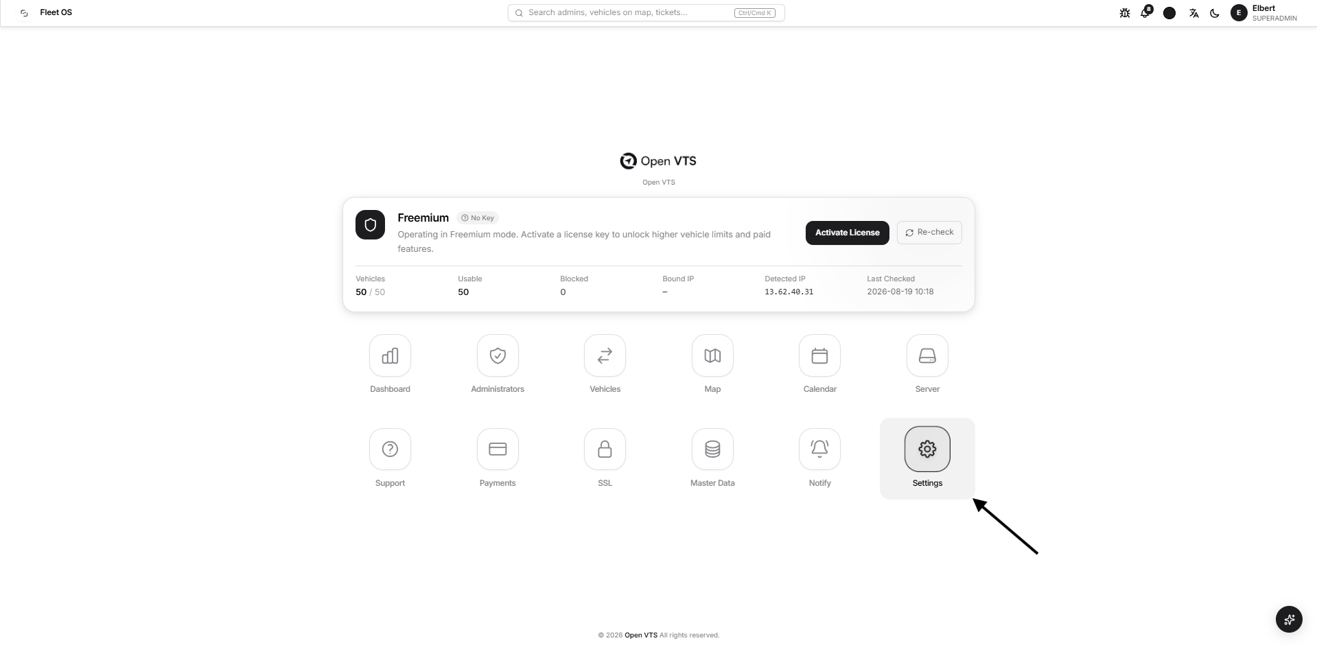 superadmin setting