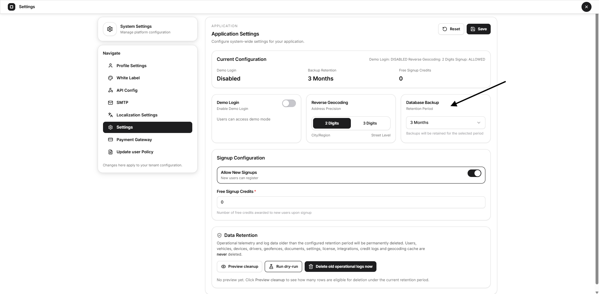 Database backup