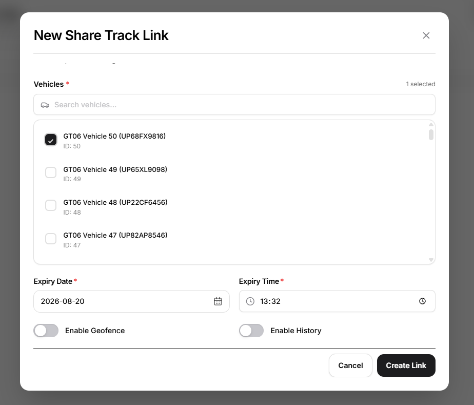 new share track link